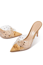Exclusive Alley 85 Embellished Metallic Leather Mules
